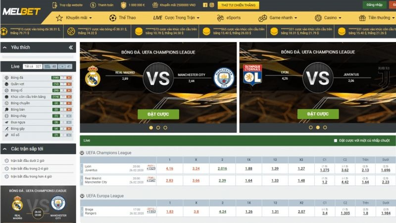 Cá cược thể thao diễn ra liên tục tại Melbet