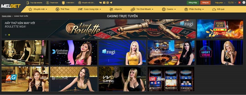 Live casino là một trong những mảng được Melbet đầu tư