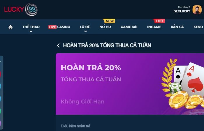 Nhà Cái Lucky88 triển khai nhiều chương trình khuyến mãi hấp dẫn