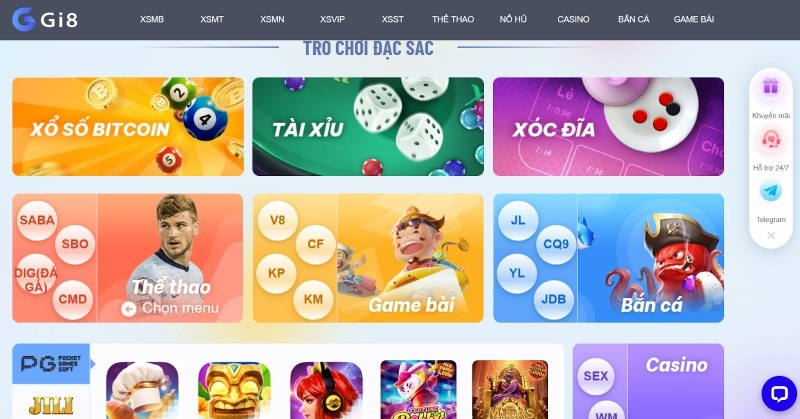Rất nhiều loại hình cá cược tại Gi8 để anh em giải trí