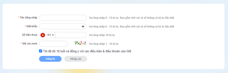 Đăng ký Gi8 nhanh chóng với một vài bước