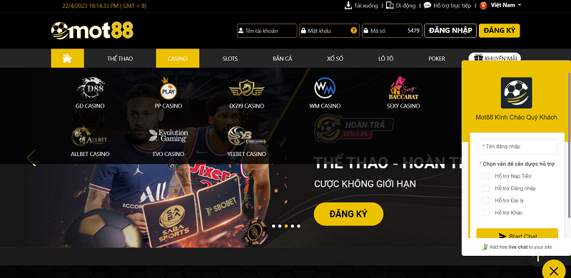 MOT88 nhiều sảnh chơi casino