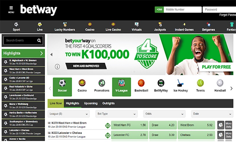 Sản phẩm cá cược thể thao Betway