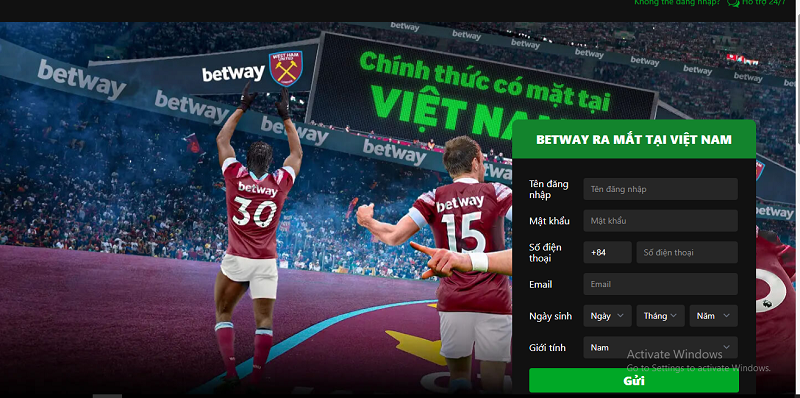 Người chơi dễ dàng tạo tài khoản tại nhà cái Betway
