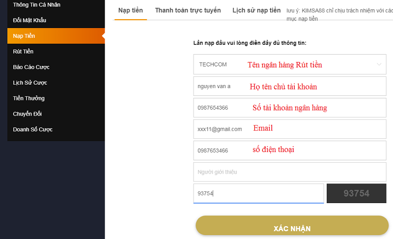 Các thao tác nạp tiền – rút tiền được nhà cái tối giản
